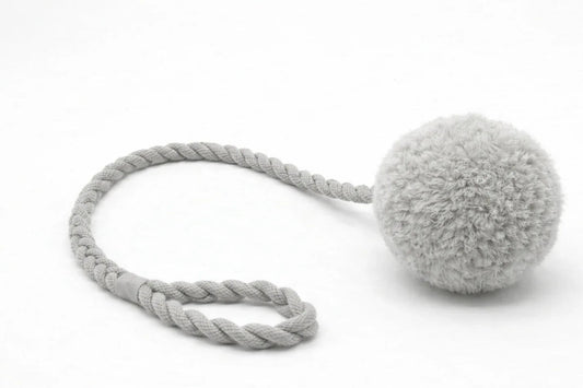 Wool Pom Tug Toy - Grey